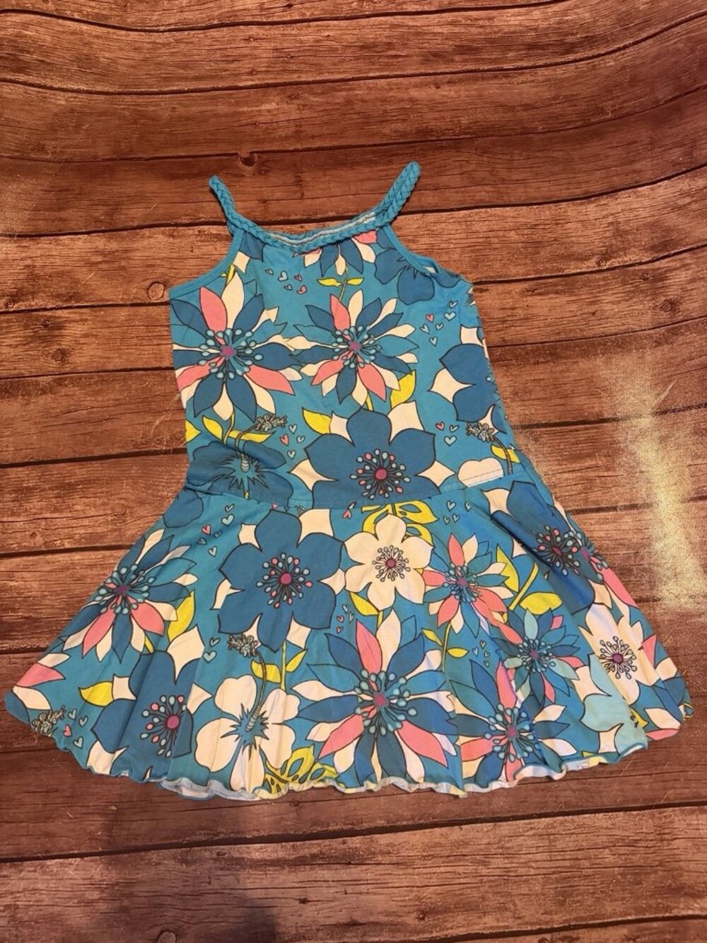 Girl’s The Children’s Place Bold Floral Sundress Size 8 Dress Braided Straps